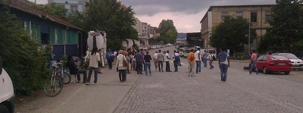 Die Autonome Schule Zürich an ihrem ehemaligen Standort auf dem Güterbahnhofareal (Juli 2012).