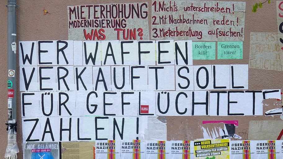 Wer Waffen verkauft, soll für Geflüchtete zahlen.