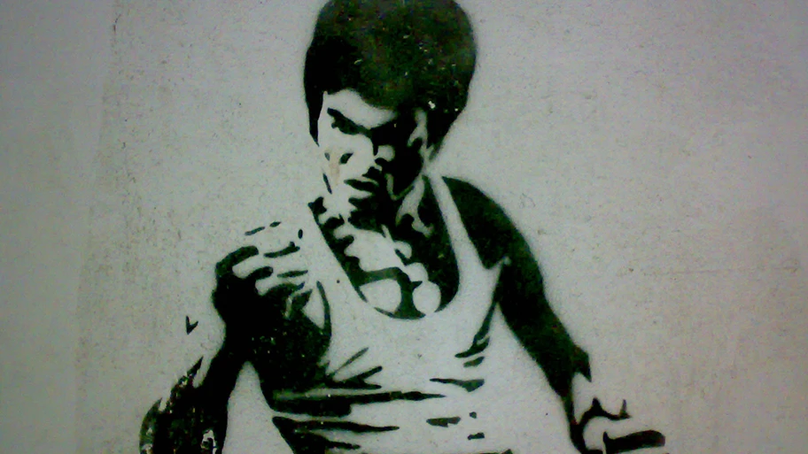 Bruce Lee Stencil in Tiflis, Georgien.