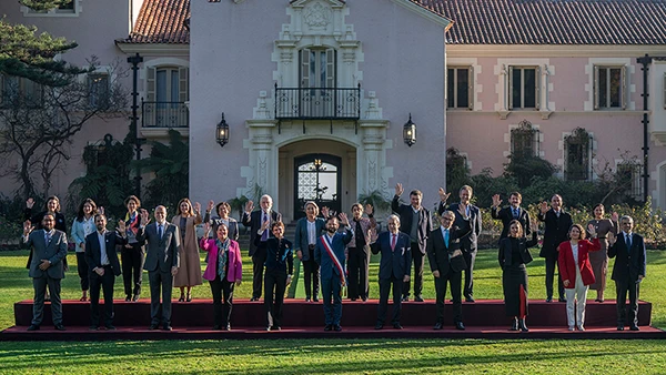 Ministerkabinett von Präsident Gabriel Boric im Präsidentenpalast von Cerro Castillo am 1. Juni 2024.