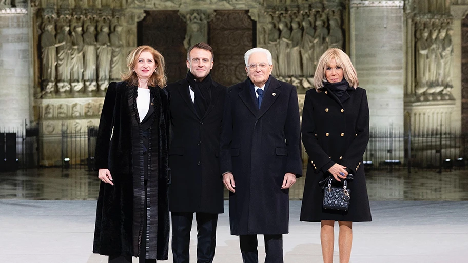 Emmanuel Macron bei der Widereröffnung von Notre Dame am 7. Dezember 2024 in Paris.