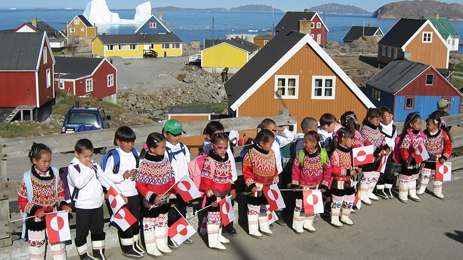 Erster Schultag für die neuen Schüler der ersten Klasse an der Prinsesse-Margrethe-Schule in Upernavik, Grönland.