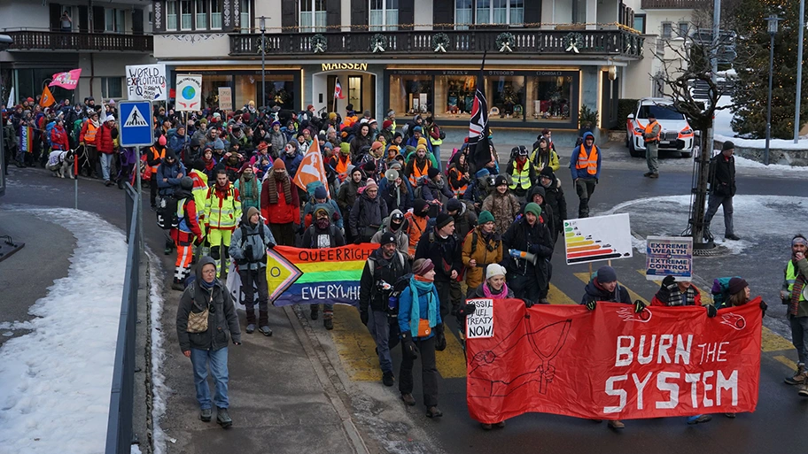 Demonstration in Davos am 19. Januar 2025.